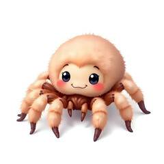 Cute and Adorable Fluffy Spider  Isolated on White Background