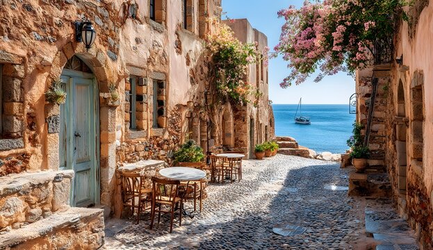 Charming Seaside Village with a Serene Coastal View