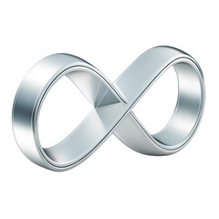 3D render of a metallic acrylic mobius strip with continuous loop on transparent background
