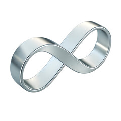 3D render of a metallic acrylic mobius strip with continuous loop on transparent background
