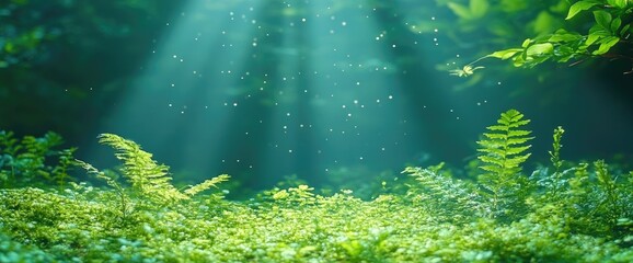 Obraz premium Lush forest floor bathed in sunlight (4)