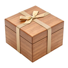 3D render of a matte wooden gift box with elegant structure on transparent background
