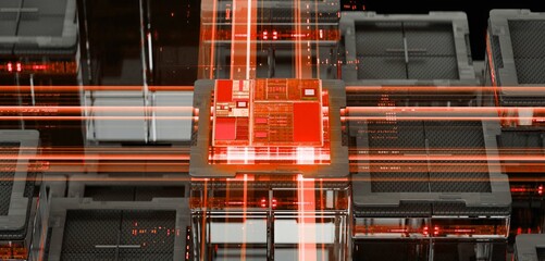 3d rendering of  AI cpu gpu chip