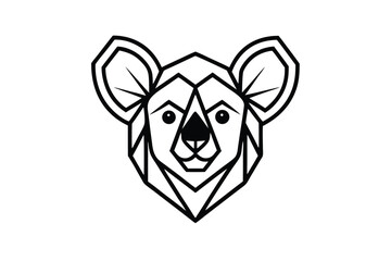 Minimalist bear head features geometric black lines and a modern simple animal face