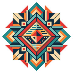 Abstract Geometric Pattern Artwork. Retro colors and white background.