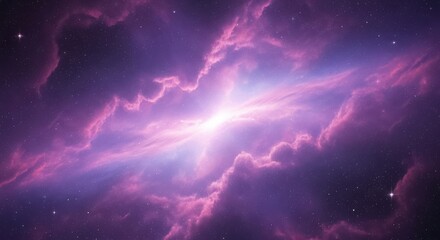 Vibrant purple and pink nebula with bright star and countless stars in deep space