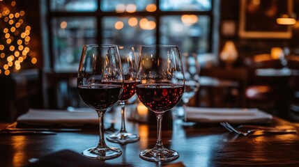 Restaurant Wine Glasses Festive Dinner Romantic Ambiance
