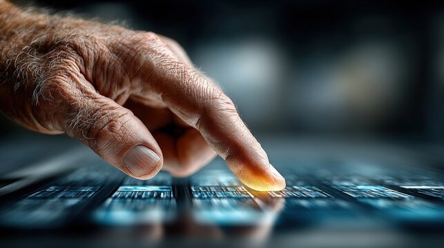 Human Hand Touching Digital Screen with Technology Interface Close-Up