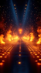 Stage lighting, smoky pathway