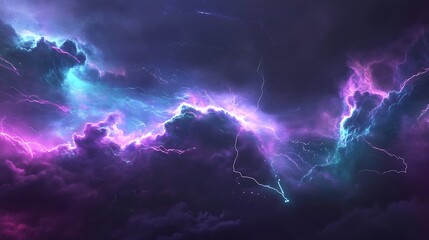 Storm clouds, vibrant lightning
