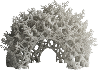 Intricate porous organic structure resembling a natural coral or bone formation transparent background