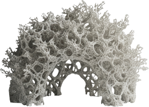 Intricate porous organic structure resembling a natural coral or bone formation transparent background