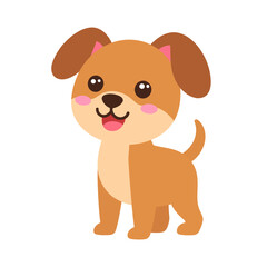 Adorable cartoon puppy with floppy brown ears and a happy, smiling expression.