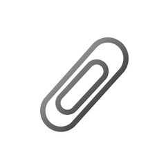 A simple grey paper clip isolated against a white background, commonly used for holding documents together.