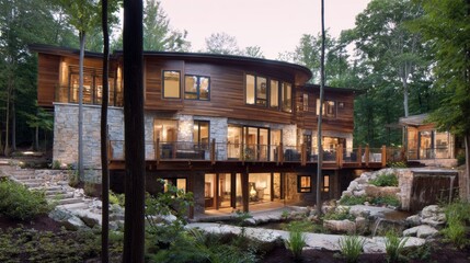 Old wooden house in the woods with a rustic exterior and natural surroundings