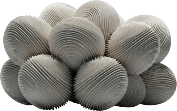 Textured organic spheres clustered together detailed surface abstract 3D render isolate