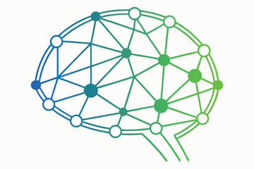 Abstract brain network with blue to green gradient
