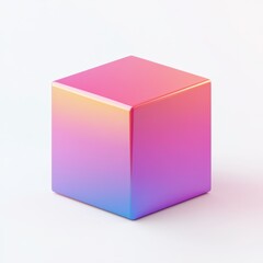 Colorful Gradient Cube in Soft Light with Smooth Surface Texture