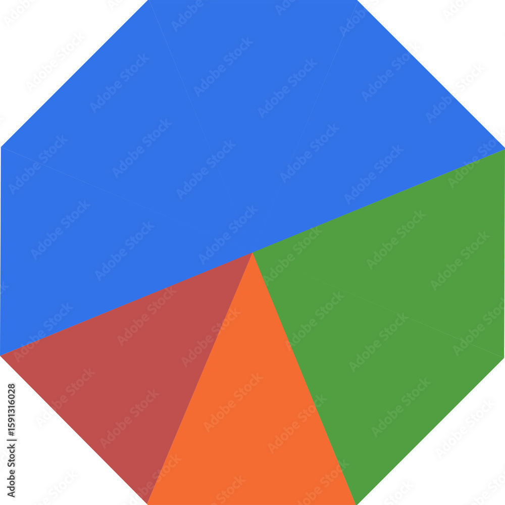 Poster abstract hexagon shape divided into colorful segments with geometric design