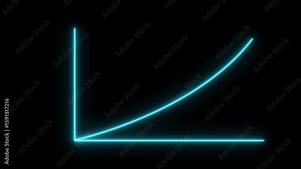 Aufkleber neon upward arrow on line graph animation, a glowing neon glow upward arrow on a line graph against 
