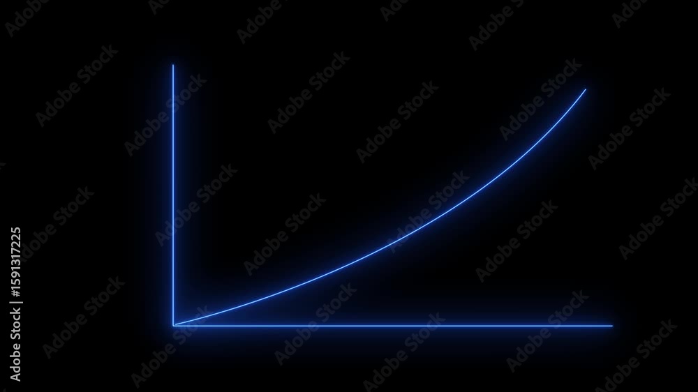 Aufkleber neon upward arrow on line graph animation, a glowing neon glow upward arrow on a line graph against 