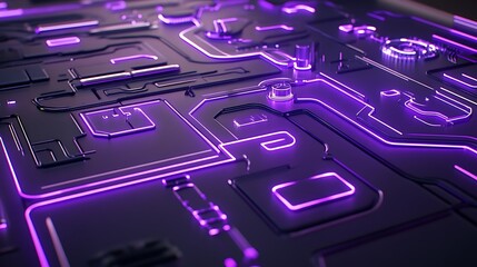 Futuristic circuit board design with vibrant neon lines