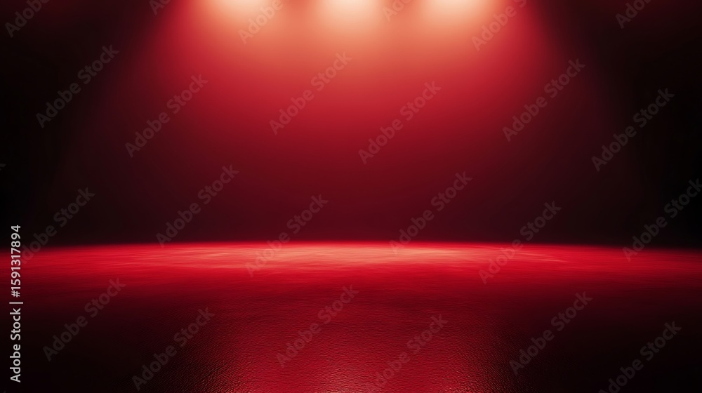 Poster abstract red stage background with spotlights for product placement