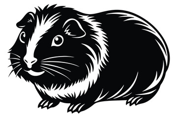 Black and white guinea pig design shows the animal with defined features and rounded shape