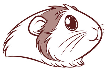Isolated guinea pig cartoon shows a side profile view with big eyes
