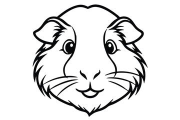Sweet guinea pig shows off its cute face with a simple black line art