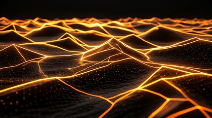 Abstract landscape of glowing lines and points (1)