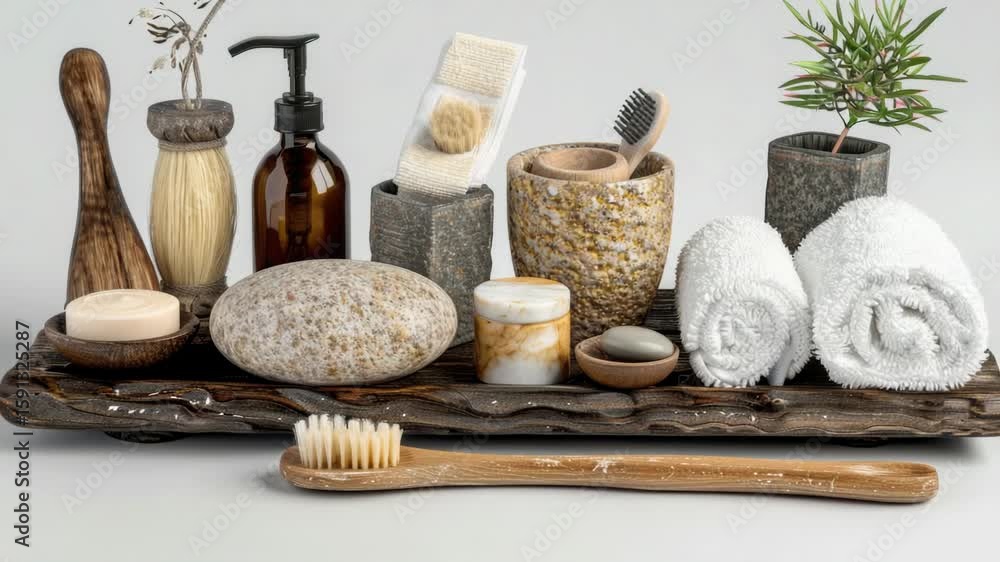 Poster a wooden tray filled with various objects and items, ideal for use in scenes where everyday life or 