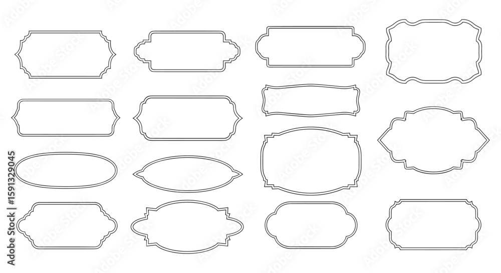 Aufkleber a collection of sixteen elegant vector frame designs with a subtle gray outline, perfect for adding 