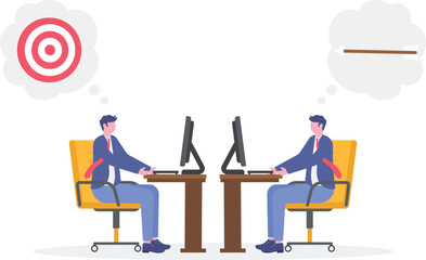 Aiming for target or goal, determination and strategy to reach target and achieve business success,

