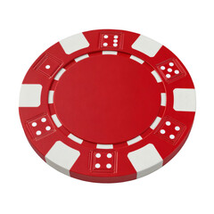 Naklejka premium Red Poker Chip with Dice Pips on Transparent Background 