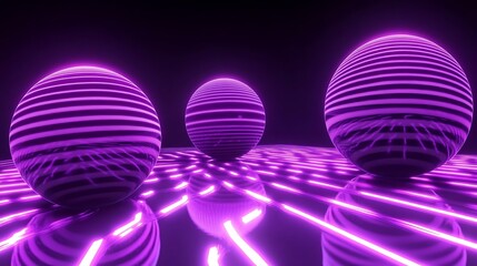 Abstract spheres in neon light