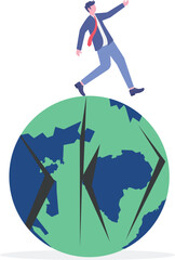 climate change concept.Character showing natural disaster,
