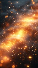 Fototapeta premium Glowing orange nebula swirls across a dark, atmospheric sky, sparking light and ethereal beauty