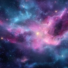 Fototapeta premium Vast Colorful Galaxy with Pink Blue Nebula Stars Space Scene