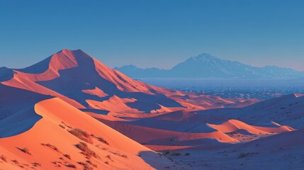 Desert Dunes Against a Clear Blue Sky Showcase Nature's Tranquility