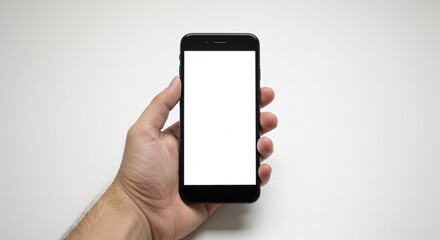 Smartphone held hand blank screen