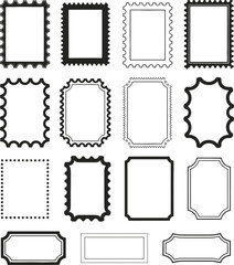 Black and White Outline Vector Coupon Border Set. Minimalist Ticket and Voucher Frame Outlines for Printable Labels and Digital Designs