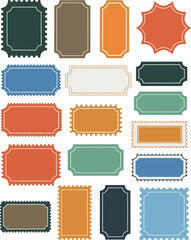 Colorful Vintage Vector Coupon Border Set. Editable Ticket Frames and Retro Label Outlines for Print and Digital Use