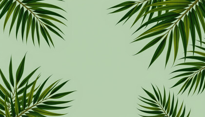 Tropical green leaves framing a soft background nature digital art indoor close-up serenity