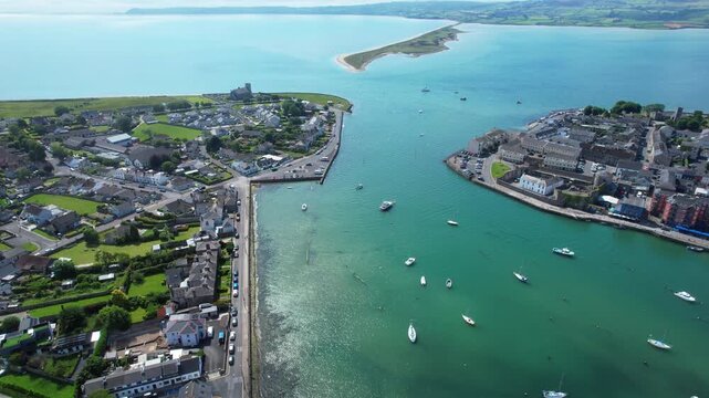 Drone panorama Dungarvan harbour and Waterford Bay Epic locations Ireland in summer