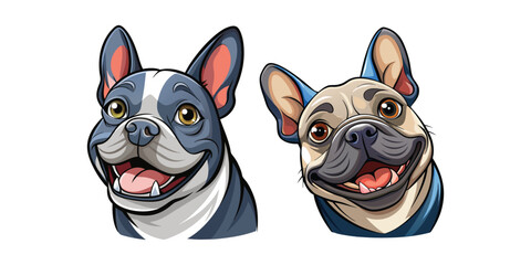 Vector French Bulldog photobombing with huge playful grin, cute dog peeking from side frame, funny pet illustration, adorable canine digital art, happy puppy vector design