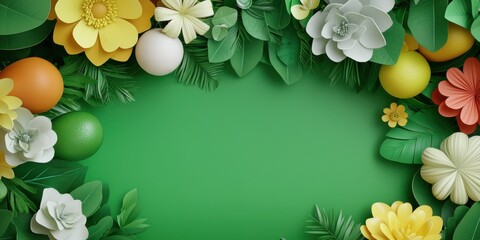 Colorful floral arrangements with vibrant leaves and flowers.