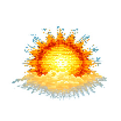 Pixelated Sunrise Exploding Cloud, Digital Art. Possible use Background