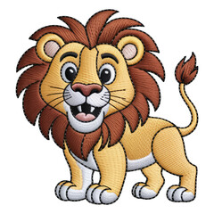 Friendly cartoon lion with brown mane animal cute