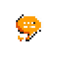 Pixelated Orange Speech Bubble on Black